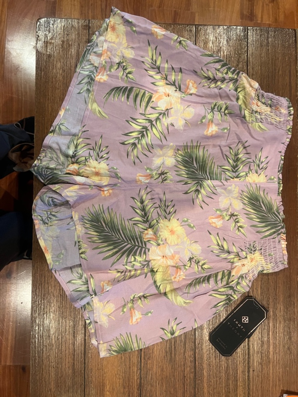 Women's High-Waist Lavender Floral Pull-On Shorts
